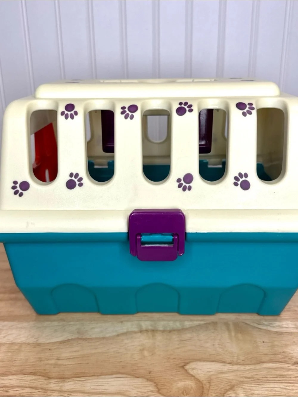 BATTAT Orange White Teal Dog Cat Pet Carrier Hard Plastic 10 x 8 Play Vet